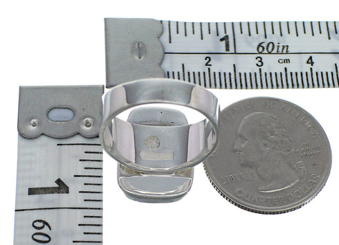 Lapis Inlay Silver Southwest Ring Size 8-1/2 AX92358